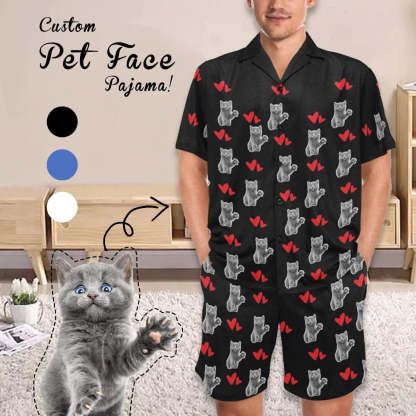 FacePajamas Pet Pajama Custom Men's Short V-Neck Pajama Set Valentine's Day with My Special Sweetheart