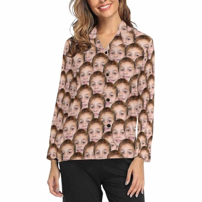 FacePajamas Pajama Custom My Baby Face Pajamas Women's Long Pajama Set Personalized Pajama Top&Pajama Bottom