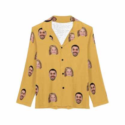 FacePajamas Pajama Custom My Family Face Nightwear Personalized Women's Slumber Party Long Pajama Shirt&Pants