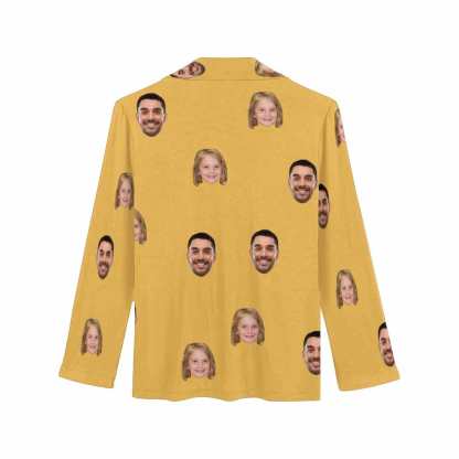 FacePajamas Pajama Custom My Family Face Nightwear Personalized Women's Slumber Party Long Pajama Shirt&Pants