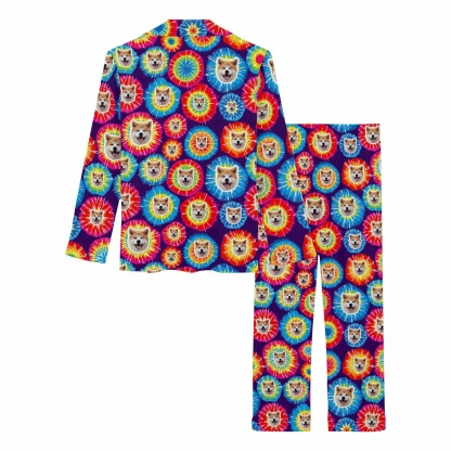 FacePajamas Pajama Custom My Pet Dog Face Pajamas Beautiful Rainbow Sleepwear Personalized Women's Long Pajama Set