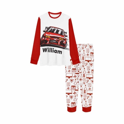 FacePajamas pajama Custom Name Car Red Boys Pajamas Kids Sleepwear Girls Pjs Personalized Kids Long Sleeve Pajamas Set