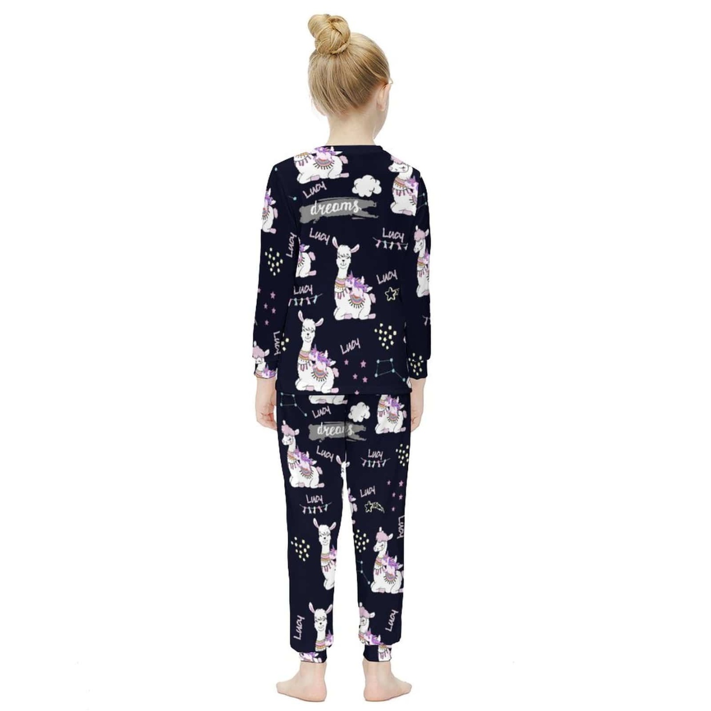 FacePajamas Pajama Custom Name Cartoon Animals Black Nightwear Persona ised Kids Long Sleeve Pajama Set