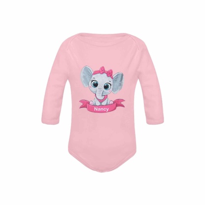 FacePajamas Baby Pajama Custom Name Elephant Onesie Infant Bodysuit One Piece Jumpsuit Personalized Long Sleeve Rompers Baby Clothes