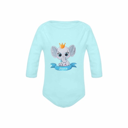 FacePajamas Baby Pajama Custom Name Elephant Onesie Infant Bodysuit One Piece Jumpsuit Personalized Long Sleeve Rompers Baby Clothes
