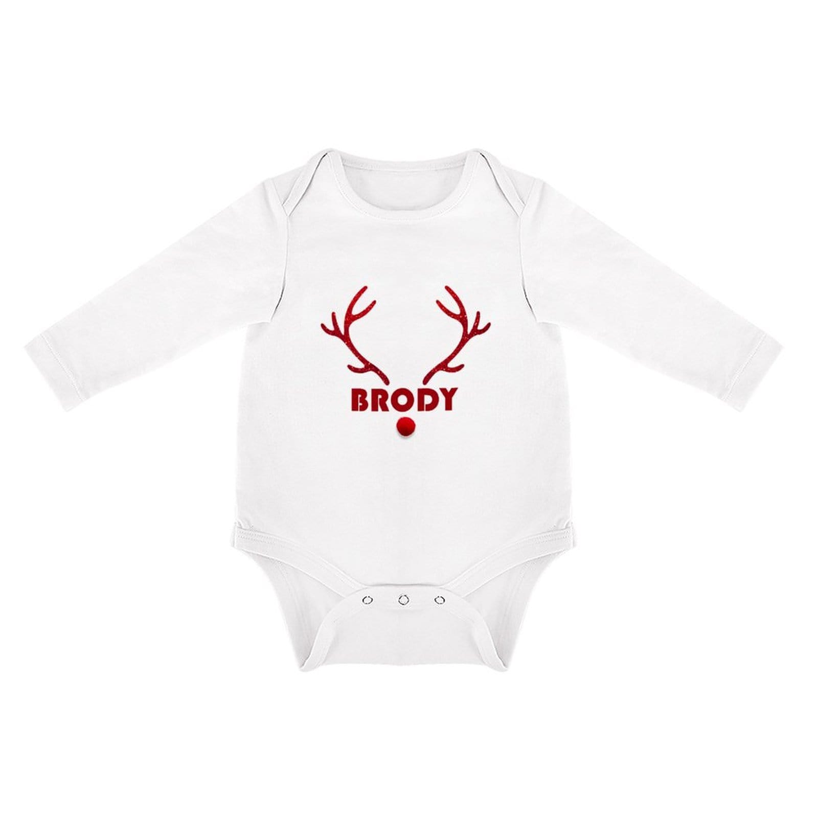 FacePajamas Baby Pajama Custom Name Elk Antlers Infant Bodysuit One Piece Jumpsuit Personalized Long Sleeve Rompers Baby Clothes