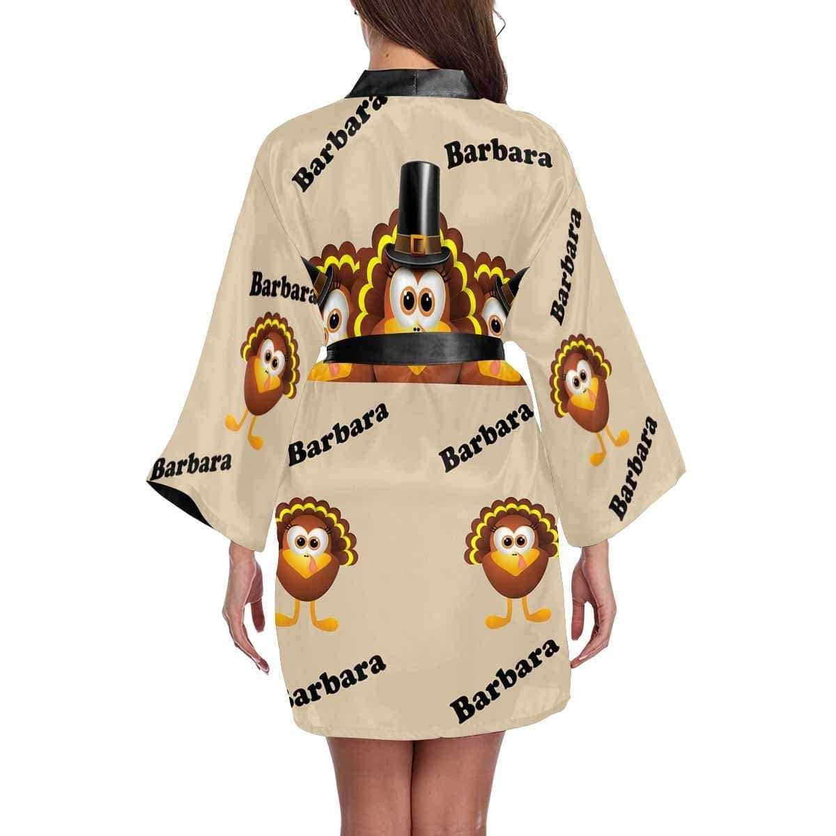 FacePajamas Pajama Custom Name Happy Thanksgiving Women's Summer Short Nightwear Funny Pajamas Kimono Robe