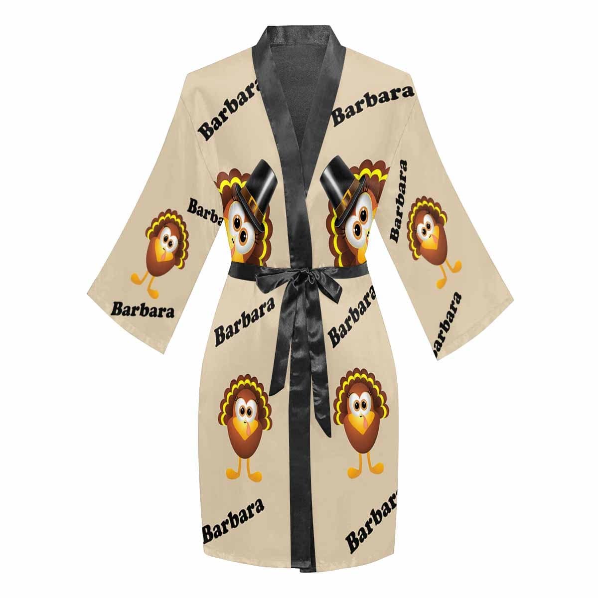 FacePajamas Pajama Custom Name Happy Thanksgiving Women's Summer Short Nightwear Funny Pajamas Kimono Robe