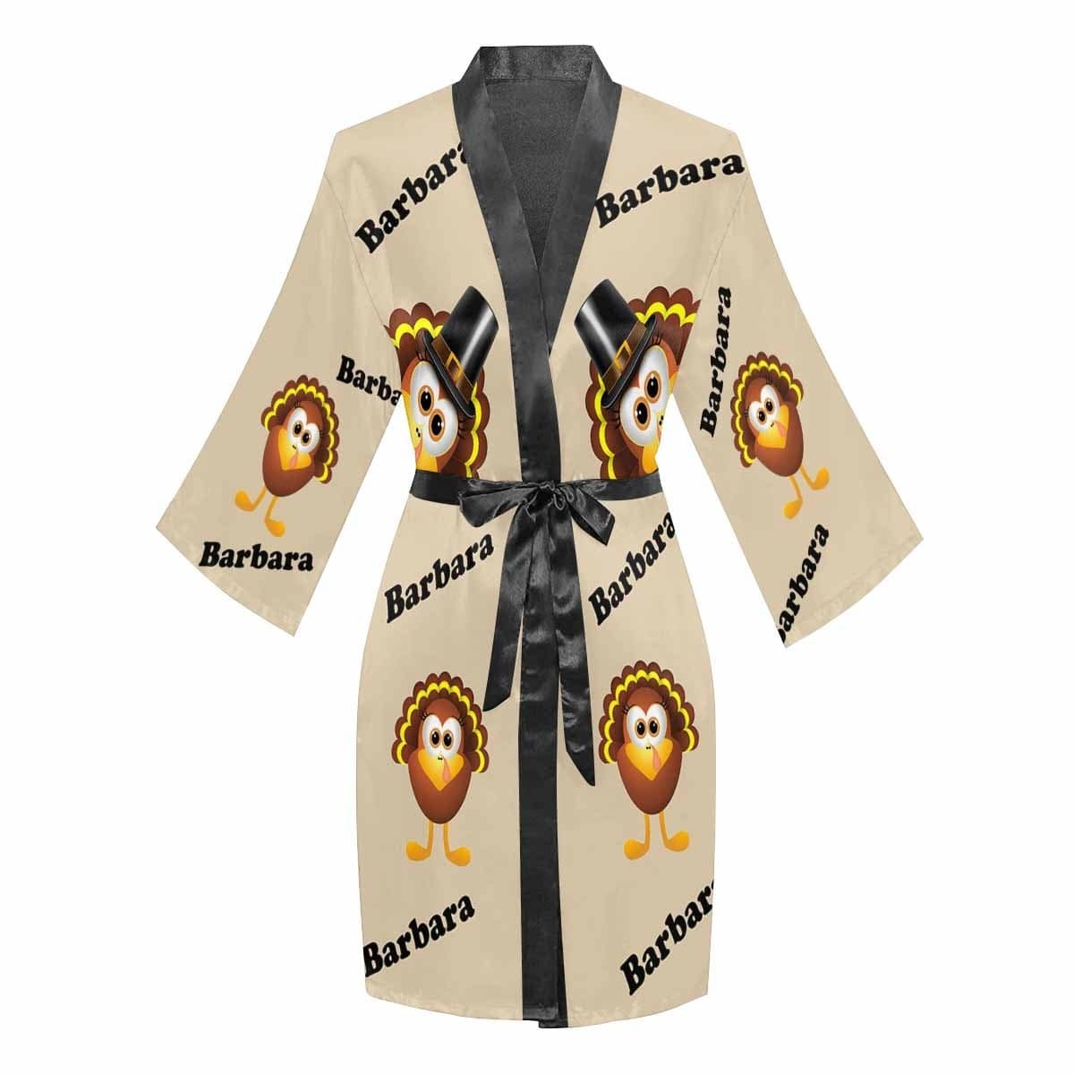 FacePajamas Pajama Custom Name Happy Thanksgiving Women's Summer Short Nightwear Funny Pajamas Kimono Robe