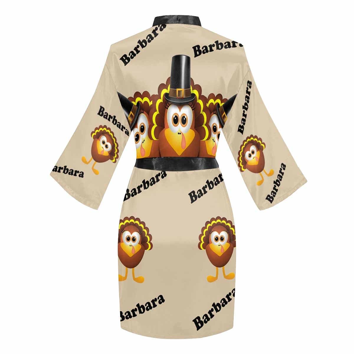 FacePajamas Pajama Custom Name Happy Thanksgiving Women's Summer Short Nightwear Funny Pajamas Kimono Robe
