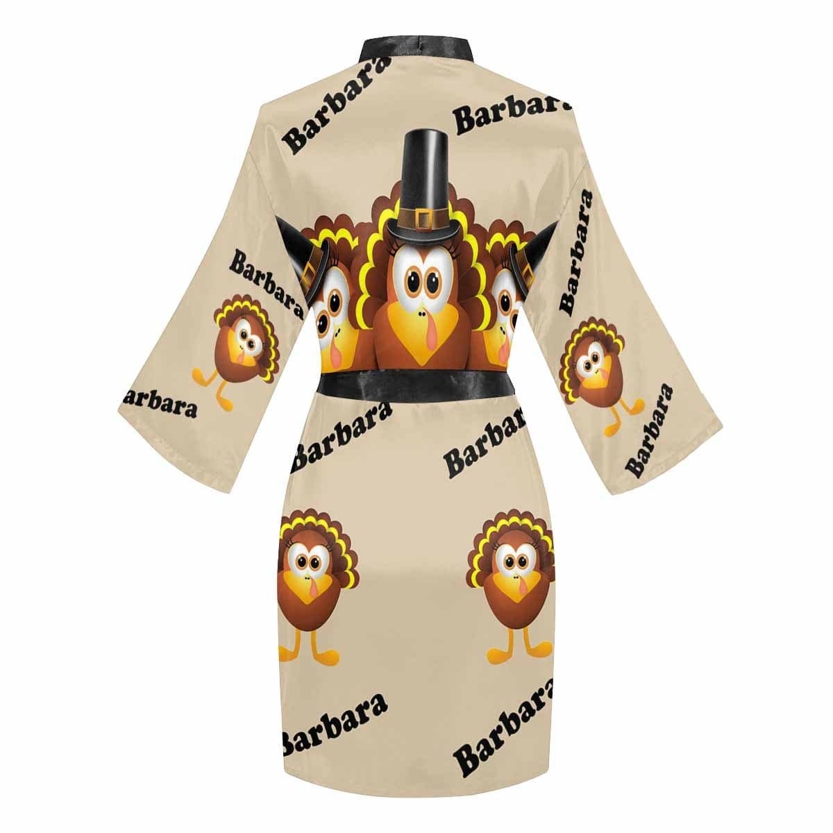 FacePajamas Pajama Custom Name Happy Thanksgiving Women's Summer Short Nightwear Funny Pajamas Kimono Robe