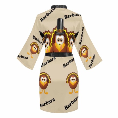 FacePajamas Pajama Custom Name Happy Thanksgiving Women's Summer Short Nightwear Funny Pajamas Kimono Robe