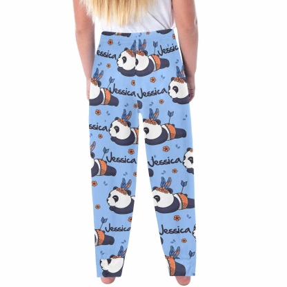 FacePajamas Pajama Shirt&Pants Custom Name Kids' All Over Print Pajama Top & Trousers Blue Design Personalized Long Pajama Set