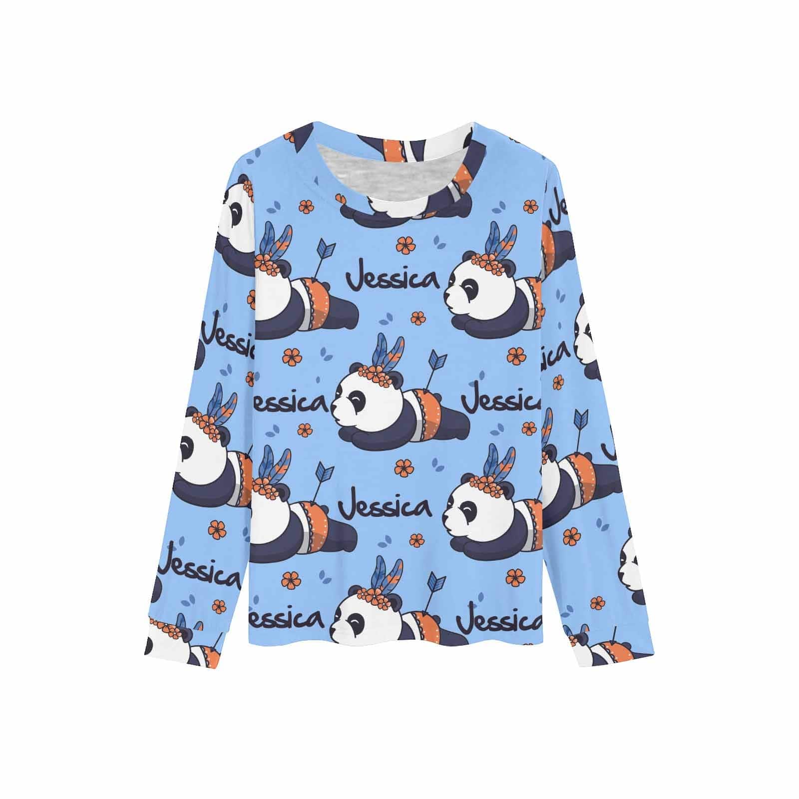 FacePajamas Pajama Shirt&Pants Custom Name Kids' All Over Print Pajama Top & Trousers Blue Design Personalized Long Pajama Set