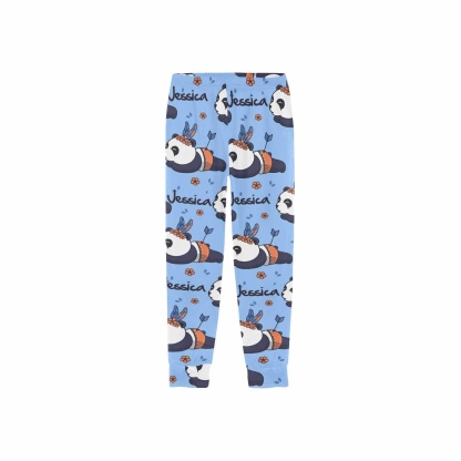 FacePajamas Pajama Shirt&Pants Custom Name Kids' All Over Print Pajama Top & Trousers Blue Design Personalized Long Pajama Set