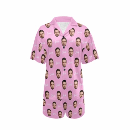 FacePajamas Custom Name Matching Couple Pajamas Personalized Photo Pajama Set for Boybriend&Girlfriend