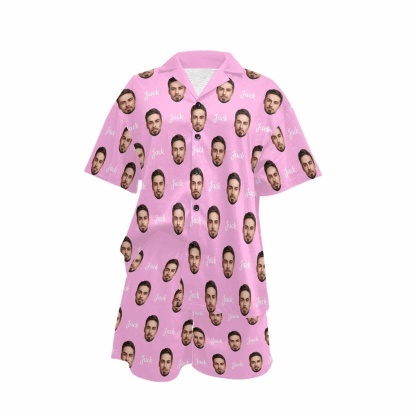 FacePajamas Custom Name Matching Couple Pajamas Personalized Photo Pajama Set for Boybriend&Girlfriend
