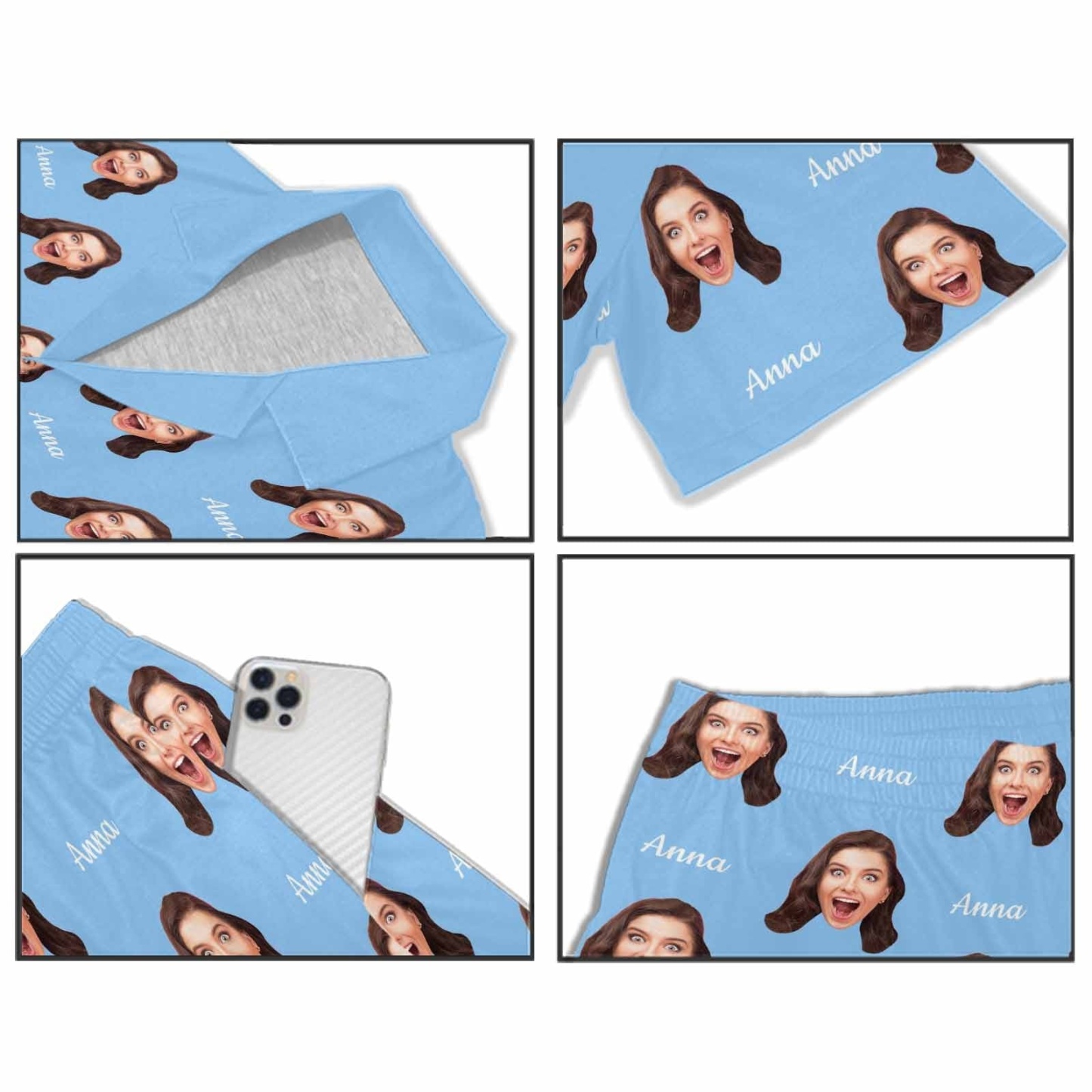FacePajamas Custom Name Matching Couple Pajamas Personalized Photo Pajama Set for Boybriend&Girlfriend