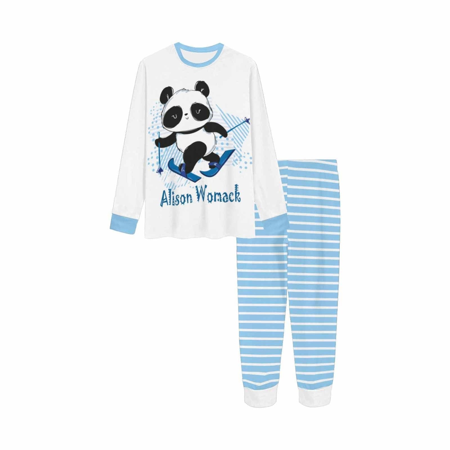 FacePajamas pajama Custom Name Pajamas Panda Winter Ski Sleepwear Girls Boys Pjs Kids Long Sleeve Pajamas Set
