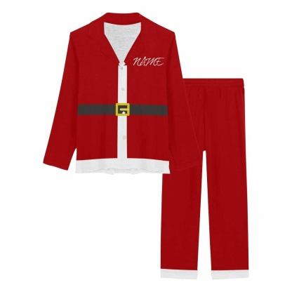 FacePajamas Pajama Custom Name Pajamas Santa Claus Nightwear Personalized Women's Slumber Party Long Pajama Set