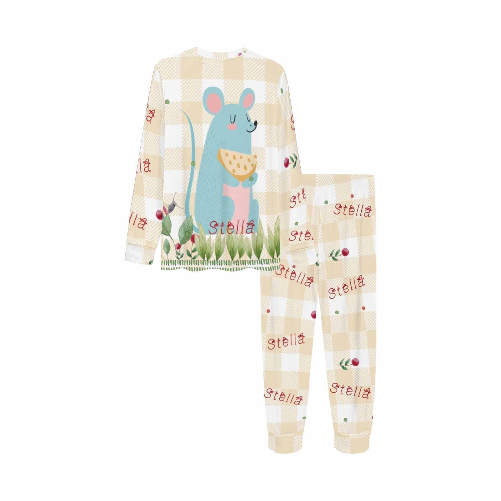 FacePajamas Pajama Custom Name Pjs Cartoon Mouse Nightwear Personalized Kids Long Sleeve Pajama Set