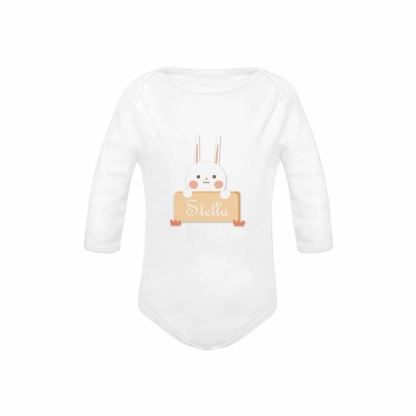 FacePajamas Baby Pajama Custom Name Rabbit Onesie Infant Bodysuit One Piece Jumpsuit Personalized Long Sleeve Rompers Baby Clothes