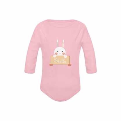 FacePajamas Baby Pajama Custom Name Rabbit Onesie Infant Bodysuit One Piece Jumpsuit Personalized Long Sleeve Rompers Baby Clothes