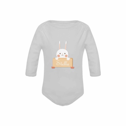 FacePajamas Baby Pajama Custom Name Rabbit Onesie Infant Bodysuit One Piece Jumpsuit Personalized Long Sleeve Rompers Baby Clothes