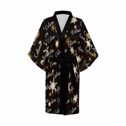 FacePajamas Pajama Custom Name Star Women's Summer Short Pajamas Personalized Pajamas Kimono Robe