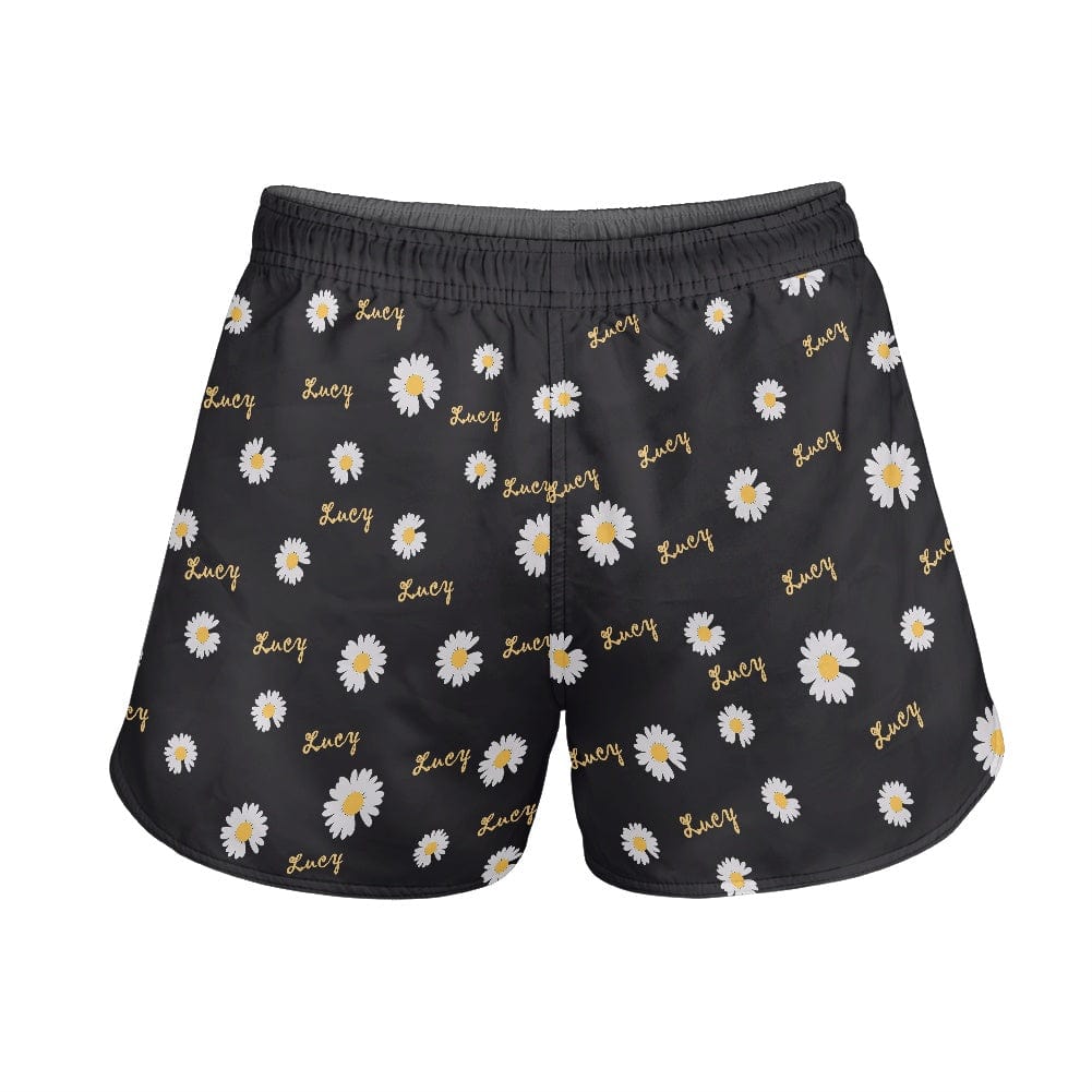 FacePajamas Pajama Pants Custom Name Women's Pajama Shorts Personalized Daisy Sleepwear Shorts