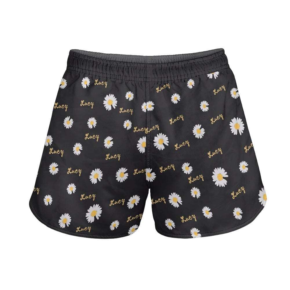 FacePajamas Pajama Pants Custom Name Women's Pajama Shorts Personalized Daisy Sleepwear Shorts