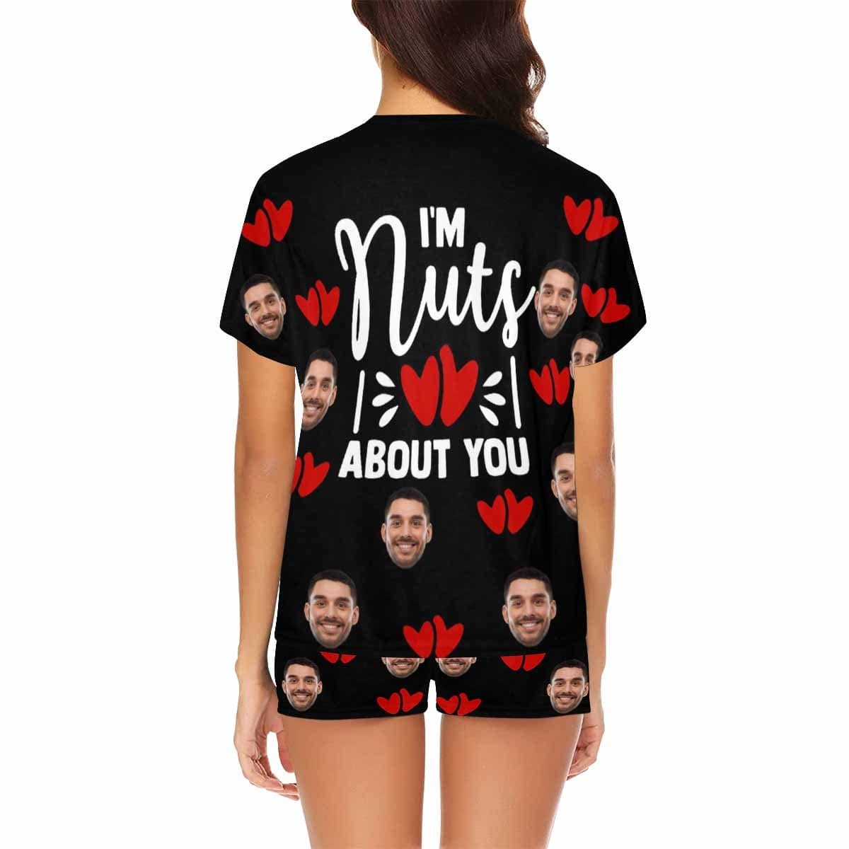 FacePajamas Pajama Custom Pajamas Sleep Loungewear For Her Personalized Face Women's Short Pajama Set- I'm Nuts About You