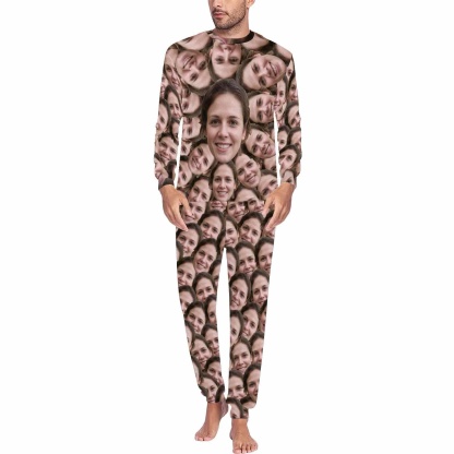 FacePajamas Pajama Custom Pajamas with Faces Personalized Photo Seamless Men's All Over Print Pajama Set