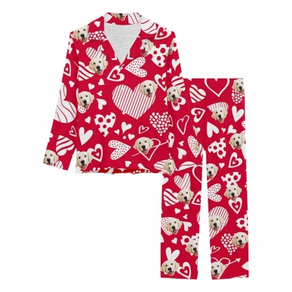 FacePajamas Pajama Custom Pet Dog Face Love You Forever Nightwear Personalized Women's Slumber Party Long Pajama Set