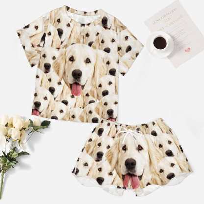 FacePajamas Pajama-2ML-SDS Custom Pet Face My Lovely Dog Pajama Set Women's Short Sleeve Top and Shorts Loungewear Athletic Tracksuits