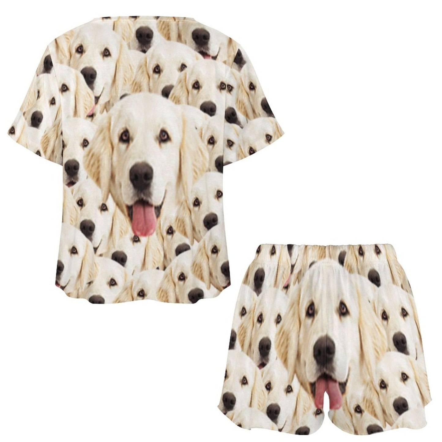 FacePajamas Pajama-2ML-SDS Custom Pet Face My Lovely Dog Pajama Set Women's Short Sleeve Top and Shorts Loungewear Athletic Tracksuits