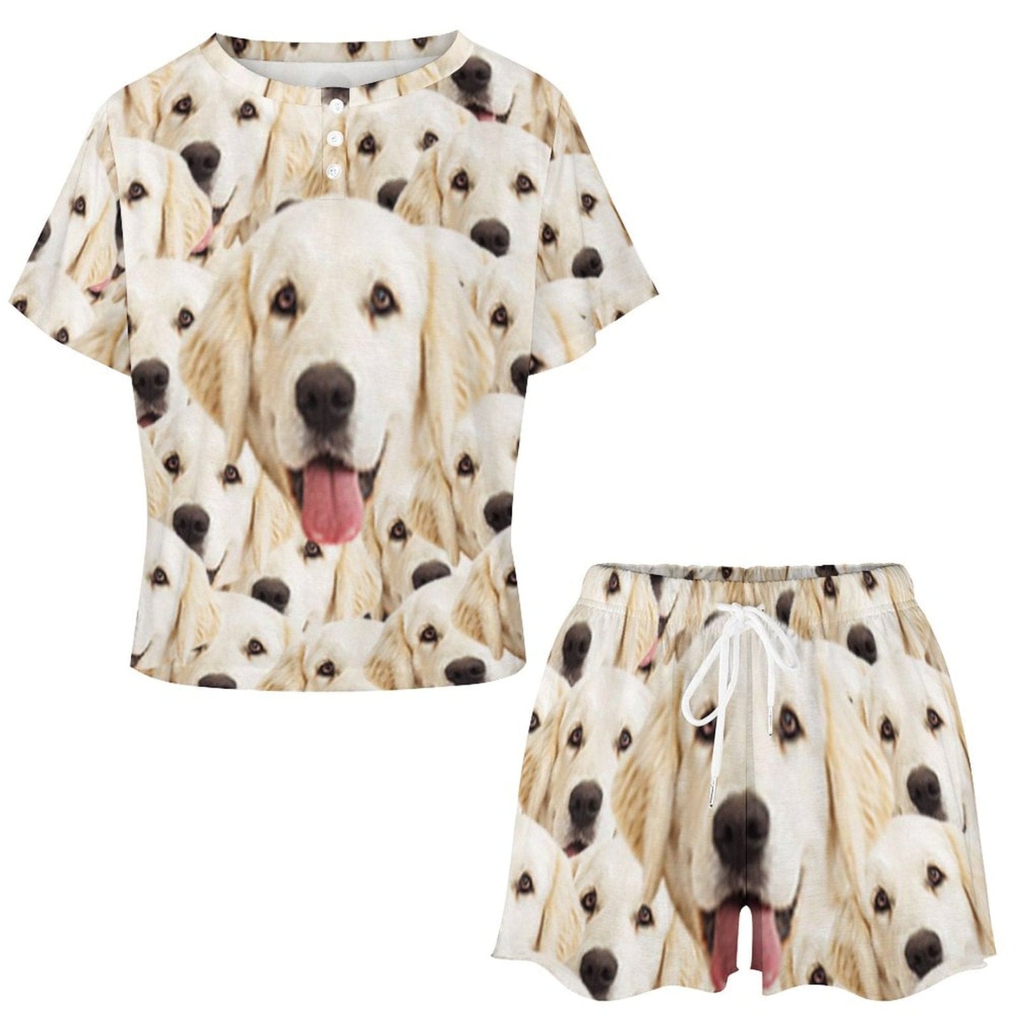 FacePajamas Pajama-2ML-SDS Custom Pet Face My Lovely Dog Pajama Set Women's Short Sleeve Top and Shorts Loungewear Athletic Tracksuits