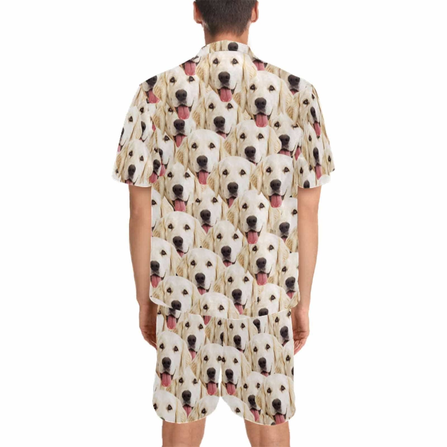 FacePajamas Pajama Custom Pet Face Pajamas Personalized My Lovely Dog Men's V-Neck Short Sleeve Pajama Set Funny Gift