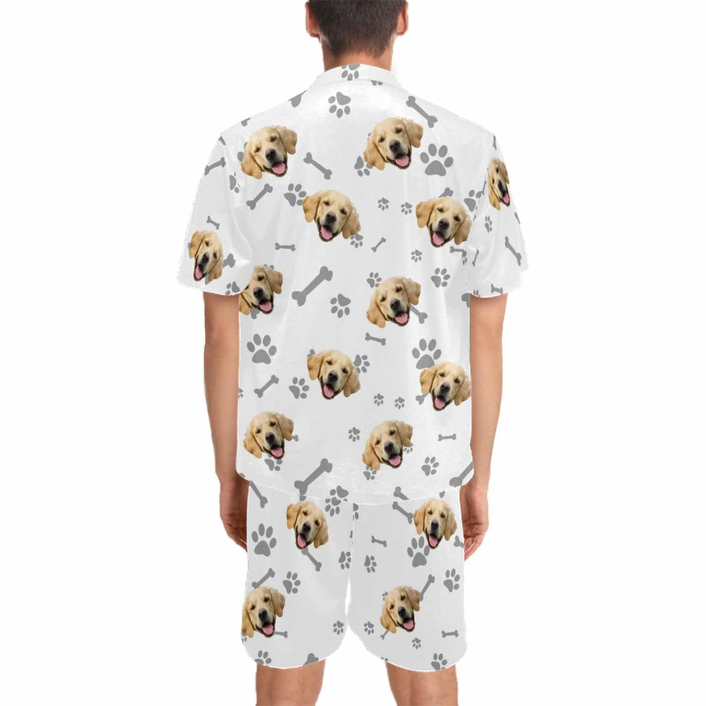 FacePajamas Pajama Custom Pet Matching Pajamas Personalized Face Dog&Cat Couple Matching V-Neck Short Pajama Set Gifts for Couples