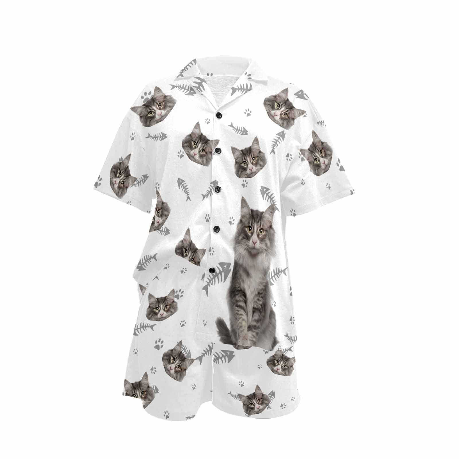 FacePajamas Pajama Custom Pet Matching Pajamas Personalized Face Dog&Cat Couple Matching V-Neck Short Pajama Set Gifts for Couples