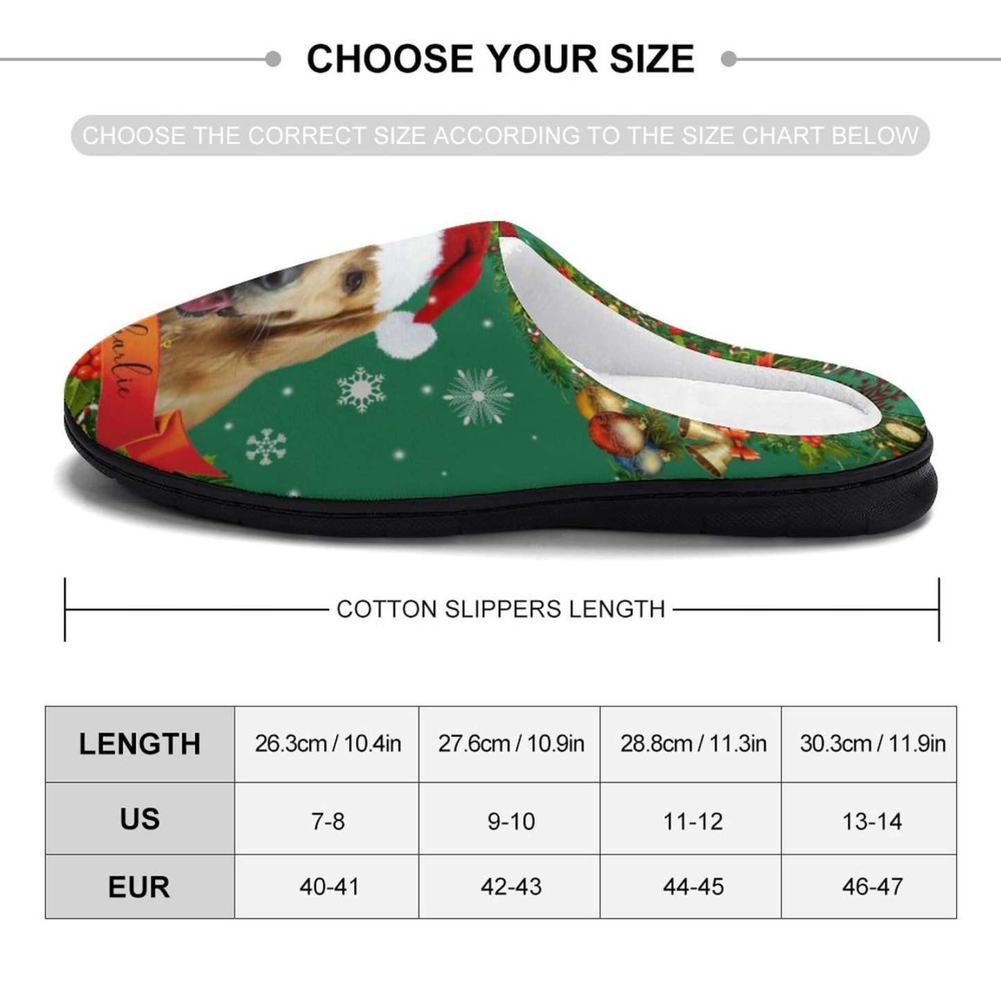 FacePajamas Slippers-2YX-SDS Custom Pet's Photo  & Name Christmas Hat All Over Print Cotton Slippers