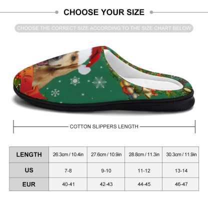FacePajamas Slippers-2YX-SDS Custom Pet's Photo  & Name Christmas Hat All Over Print Cotton Slippers