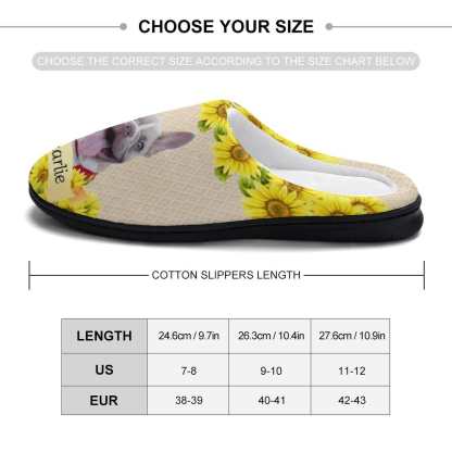 FacePajamas Slippers-2YX-SDS Custom Pet's Photo  & Name Sunflower All Over Print Cotton Slippers