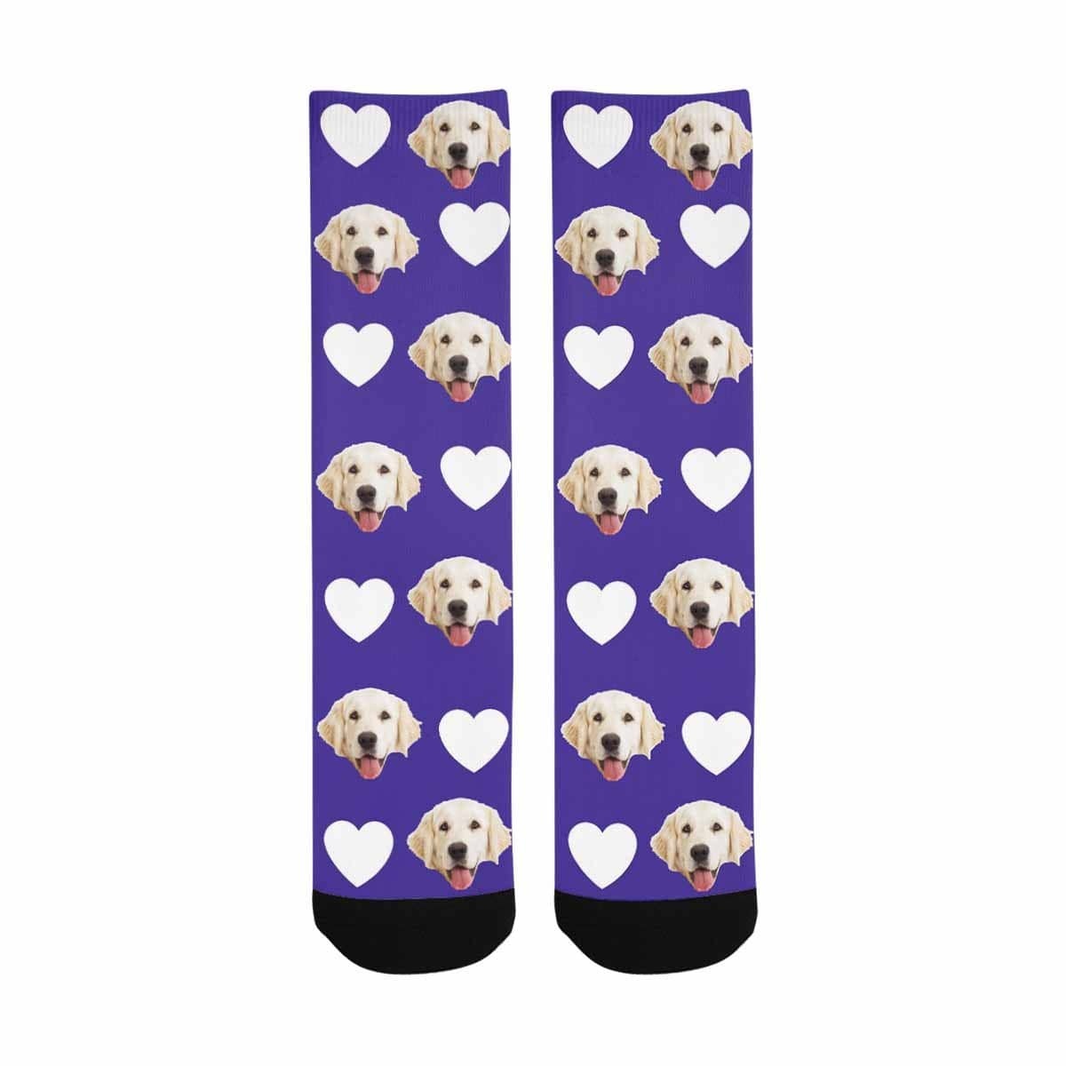 FacePajamas Sublimated Crew Socks Custom Pet Socks Funny Printed Heart Dog Sublimated Crew Socks Personalized Photo Unisex Gift for Men Women