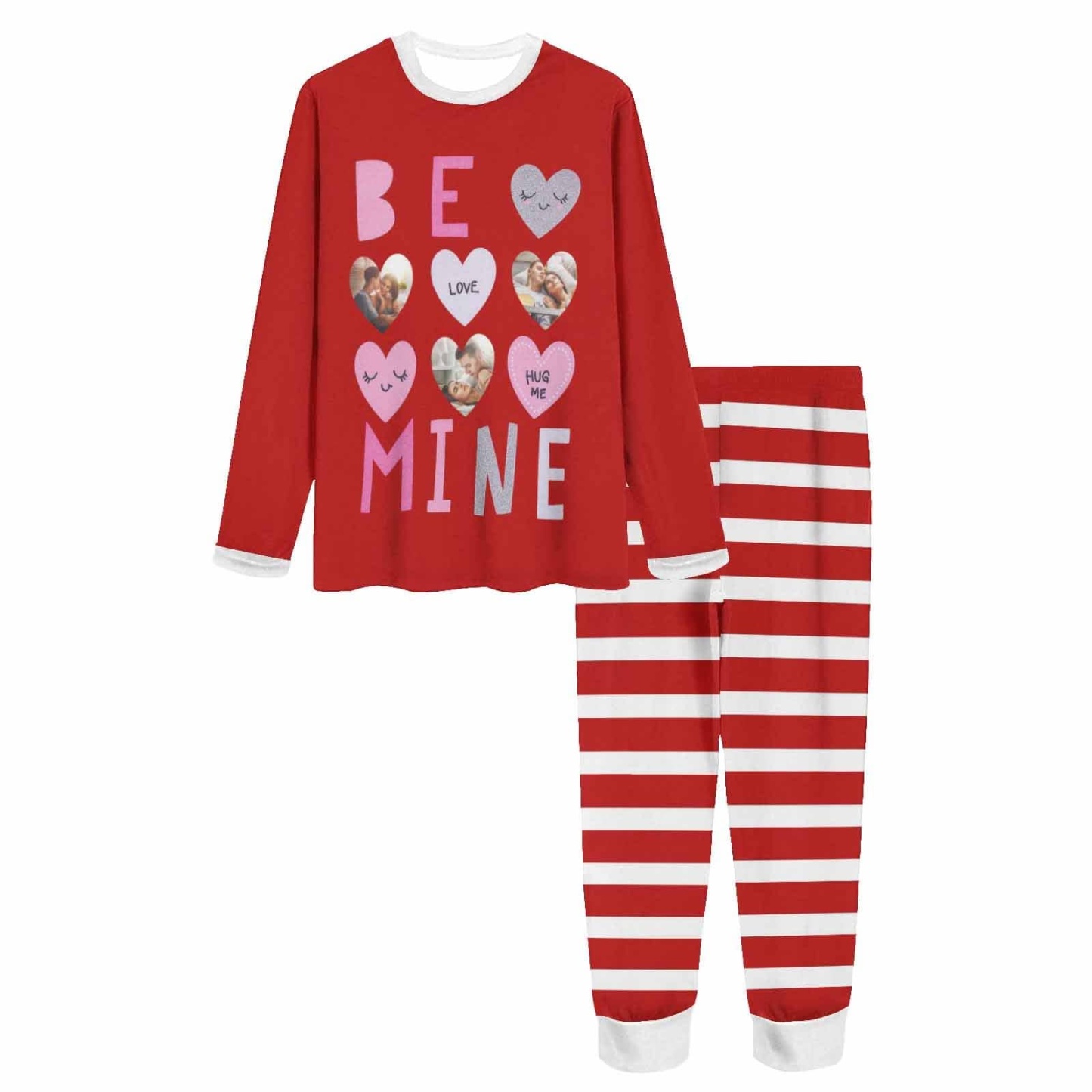 FacePajamas Pajama Custom Photo Be Mine Couple Matching Pajamas Personalized Photo Sleepwear Sets Funny Gift