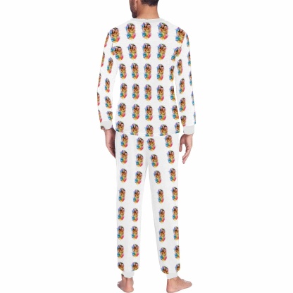 FacePajamas Pajama Custom Photo Colorful Valentine's Day Sleepwear Personalized Slumber Party Couple Matching Pajamas