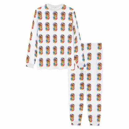 FacePajamas Pajama Custom Photo Colorful Valentine's Day Sleepwear Personalized Slumber Party Couple Matching Pajamas