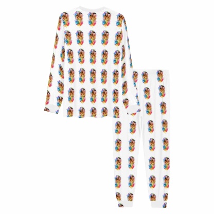 FacePajamas Pajama Custom Photo Colorful Valentine's Day Sleepwear Personalized Slumber Party Couple Matching Pajamas