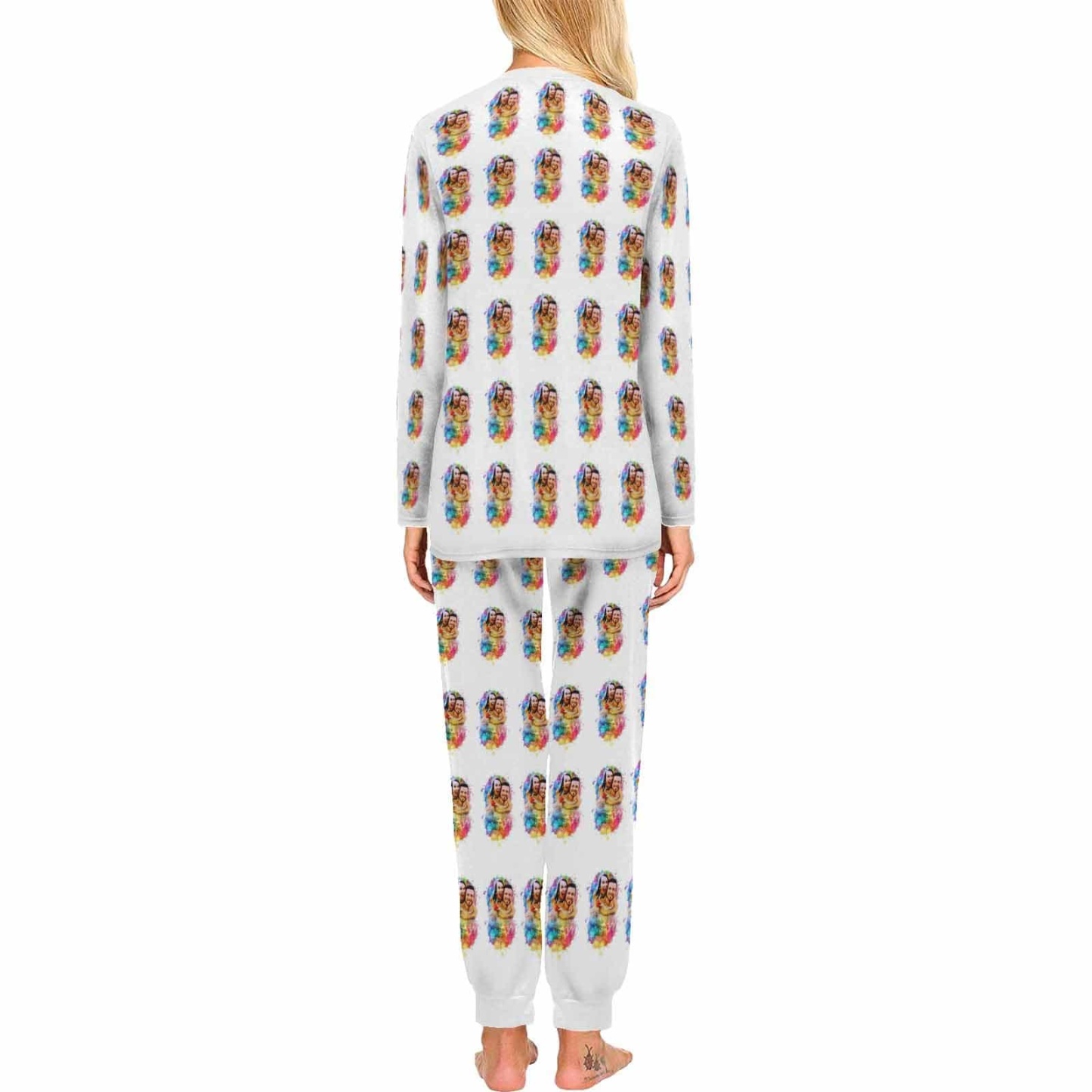 FacePajamas Pajama Custom Photo Colorful Valentine's Day Sleepwear Personalized Slumber Party Couple Matching Pajamas