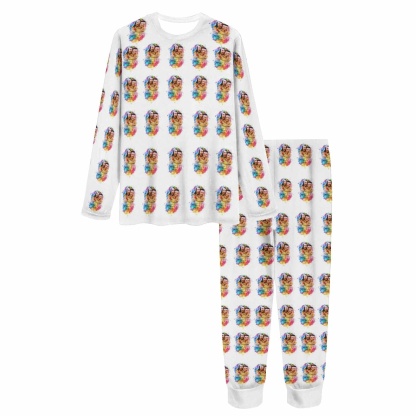 FacePajamas Pajama Custom Photo Colorful Valentine's Day Sleepwear Personalized Slumber Party Couple Matching Pajamas